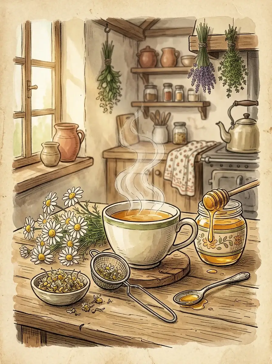 Kamillentee — Illustration
