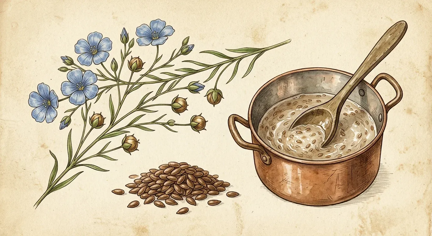 Leinsamen-Schleim — Illustration im Herbarium-Stil