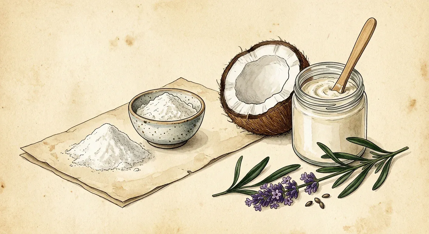 Natron-Deo zum Selbermachen — Illustration im Herbarium-Stil