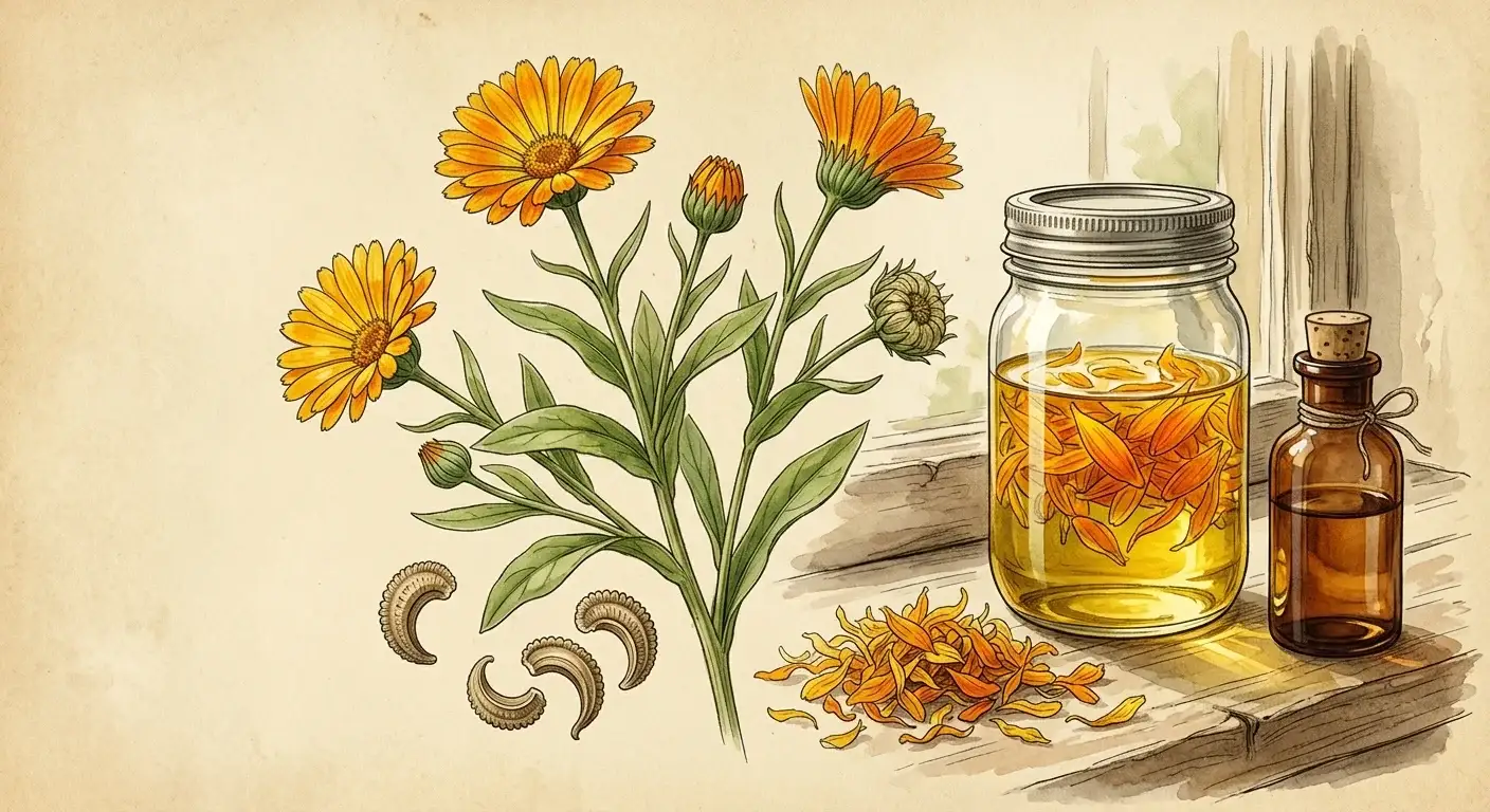 Ringelblumen-Ölauszug — Illustration
