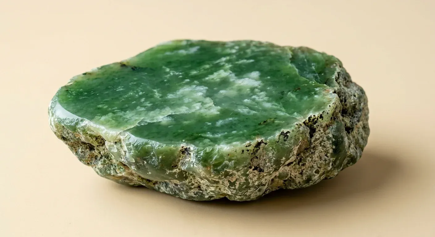 Jade — Kristall-Illustration im Herbarium-Stil