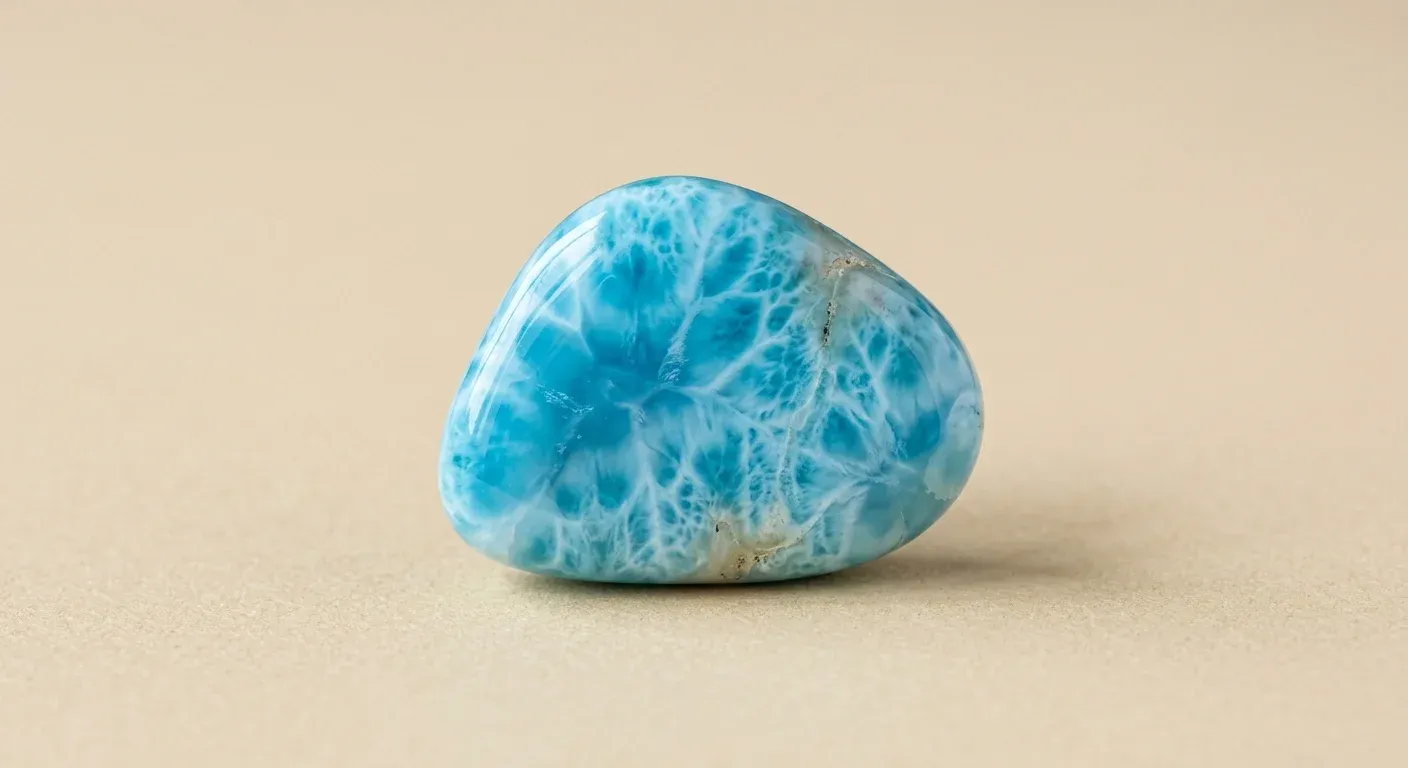 Larimar — Kristall-Illustration im Herbarium-Stil