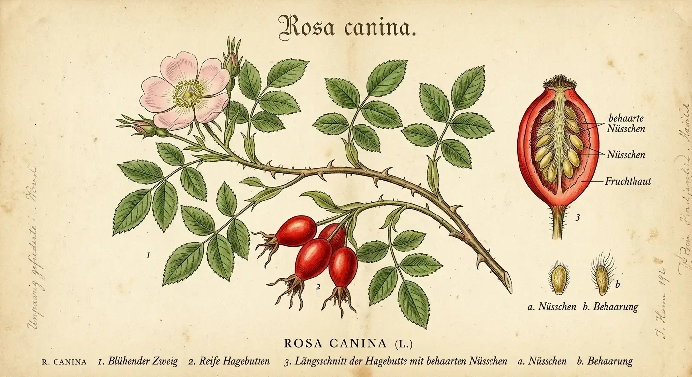 Hagebutte — botanische Illustration