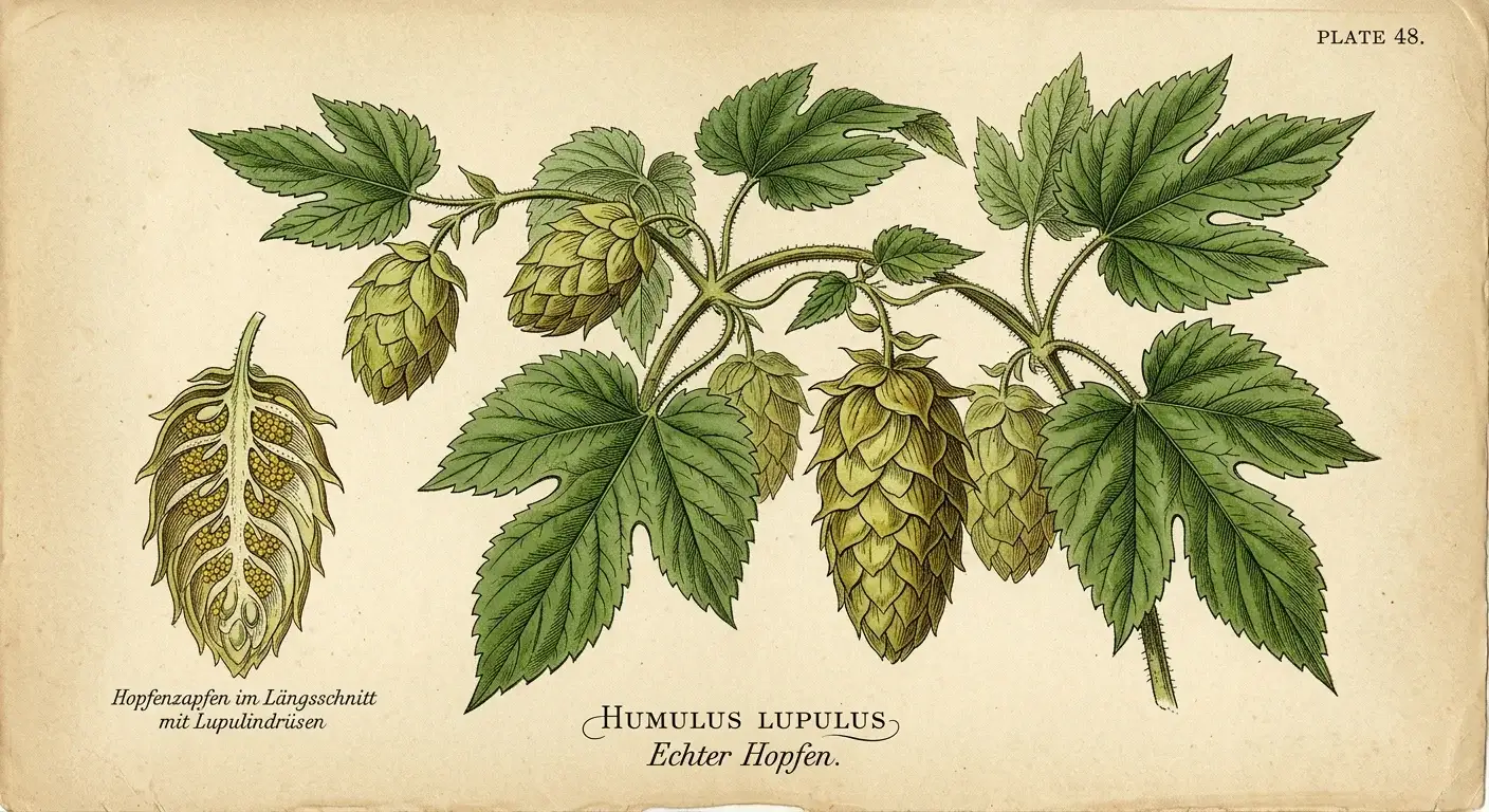 Hopfen — botanische Illustration