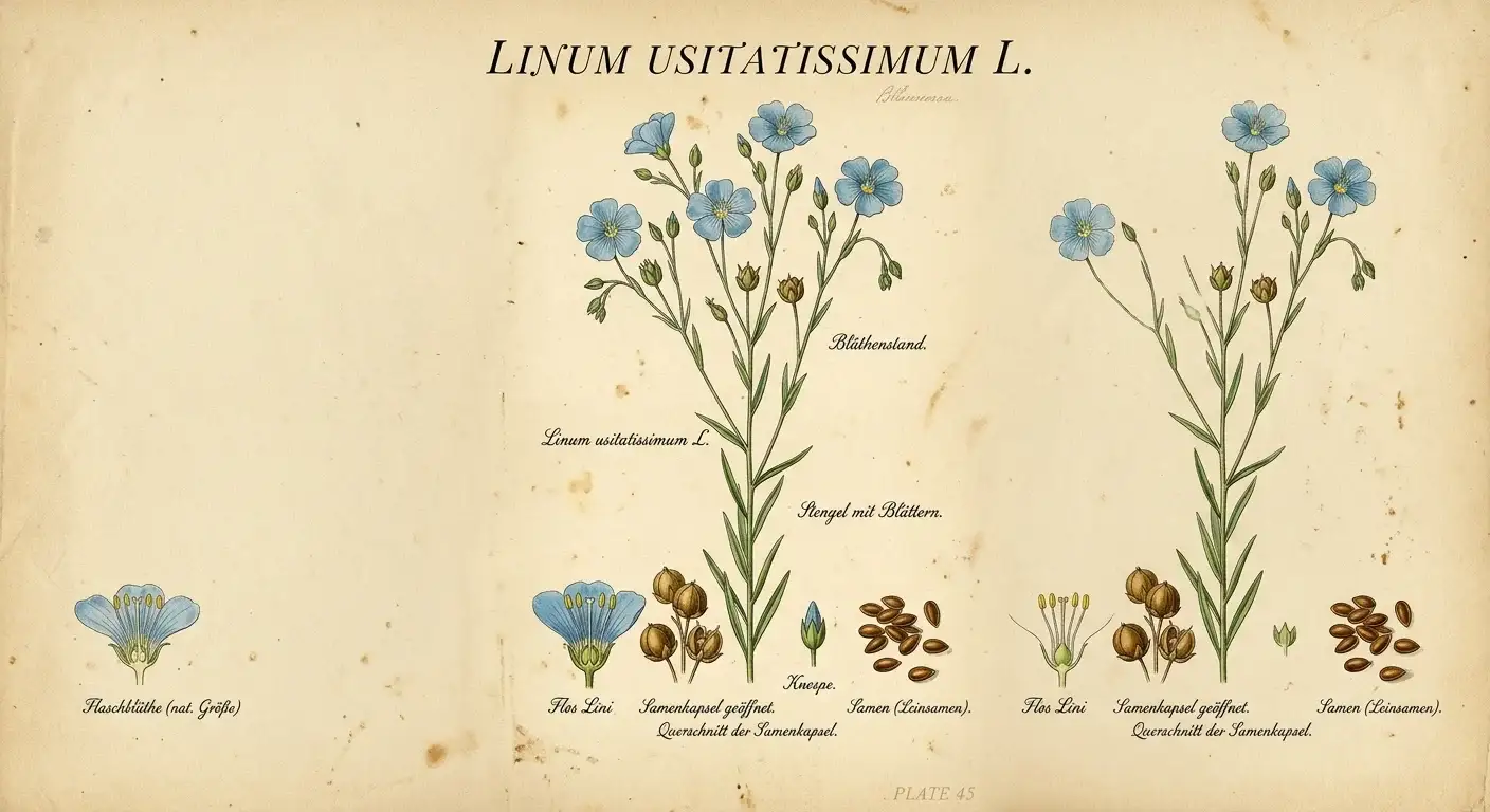 Leinsamen — botanische Illustration