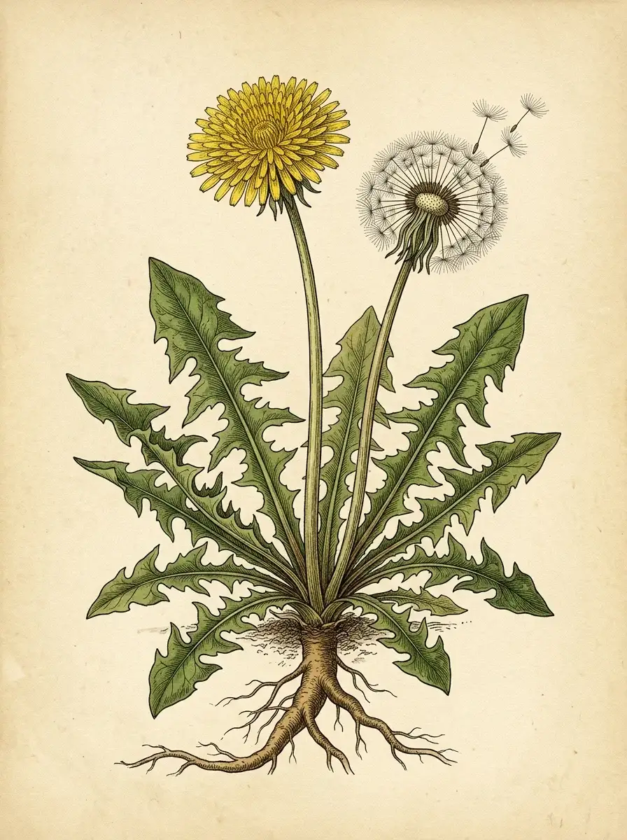 Löwenzahn — botanische Illustration