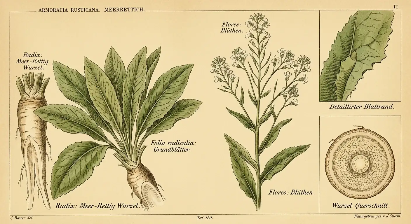 Meerrettich — botanische Illustration