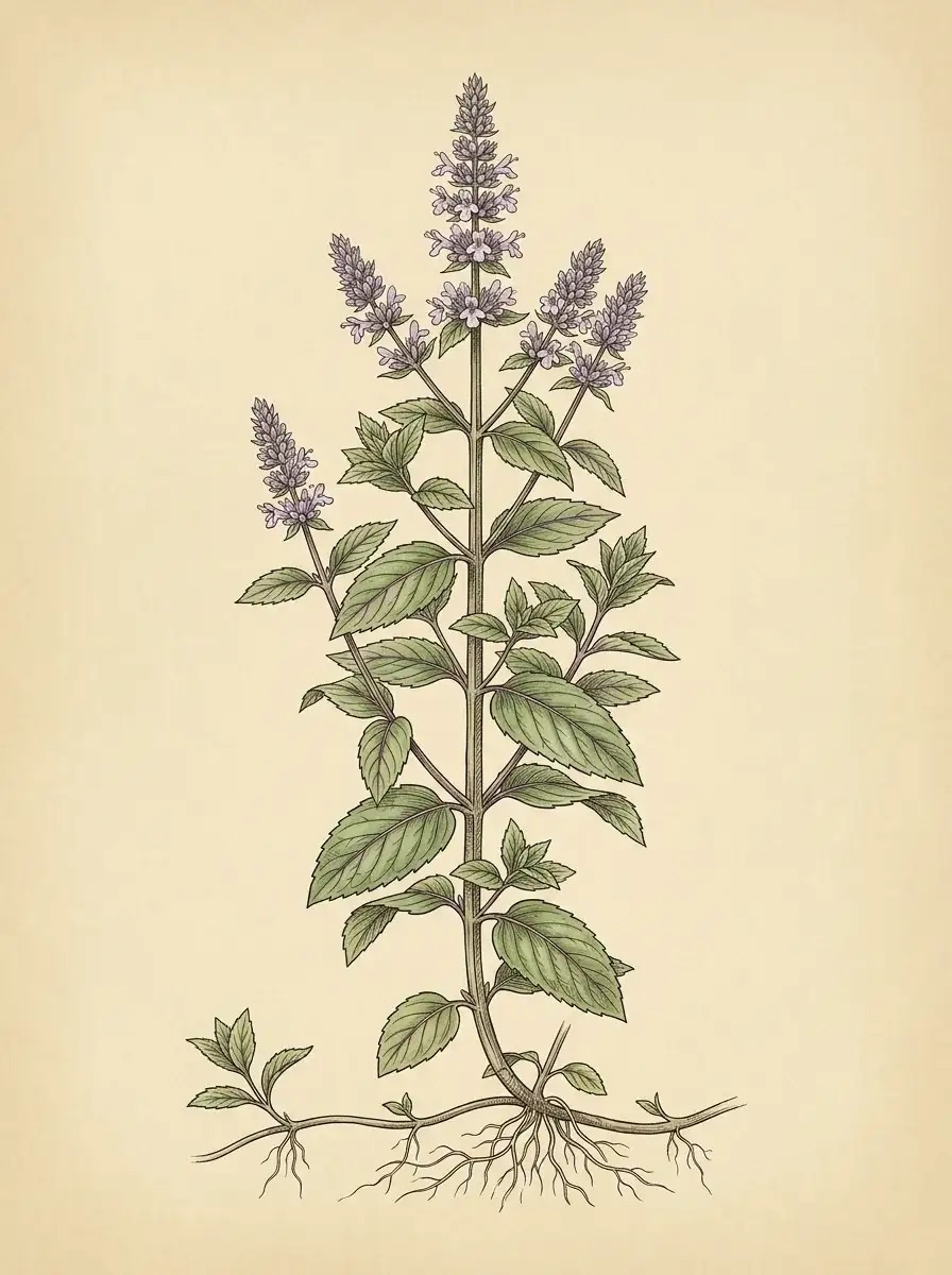 Pfefferminze — botanische Illustration