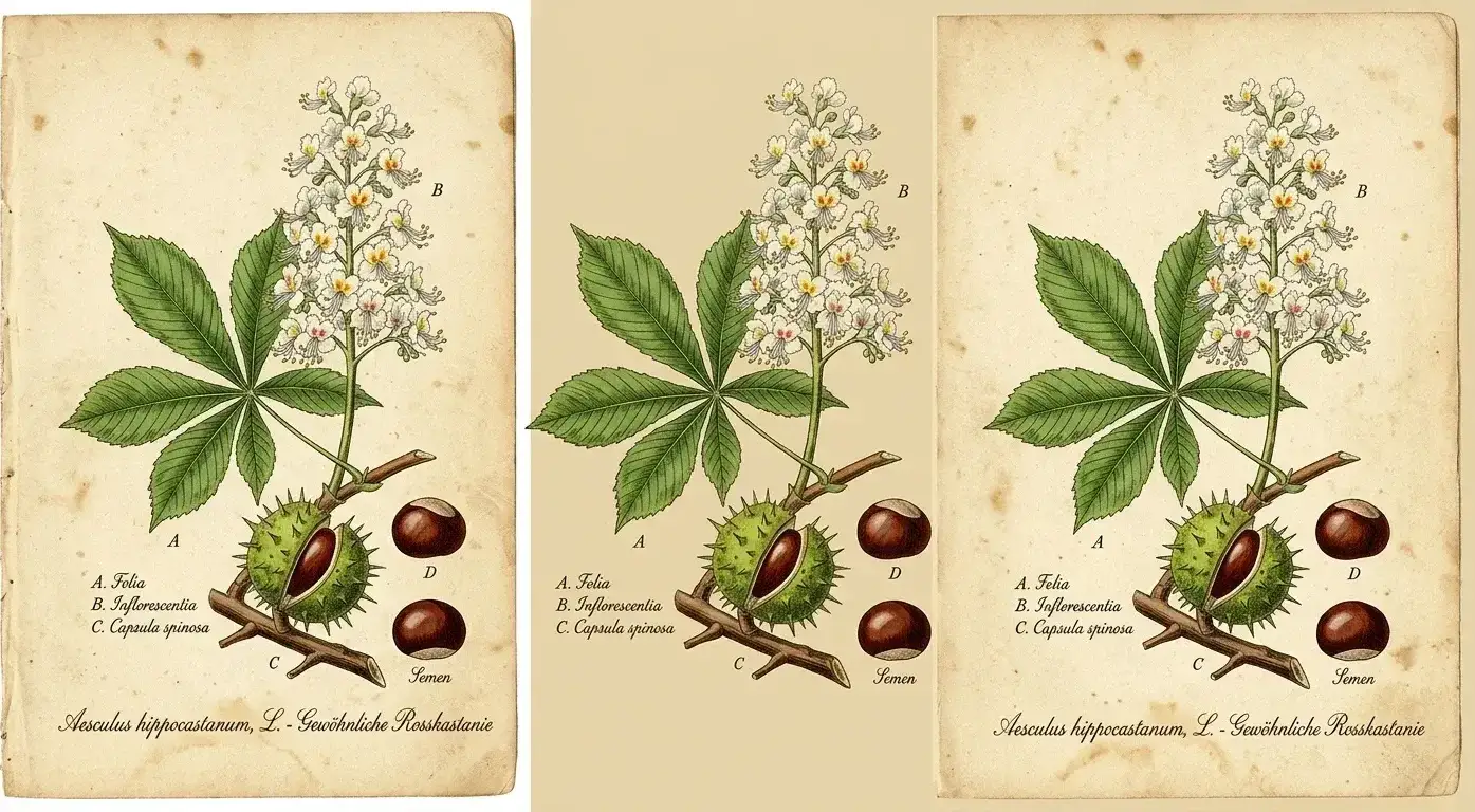 Rosskastanie — botanische Illustration