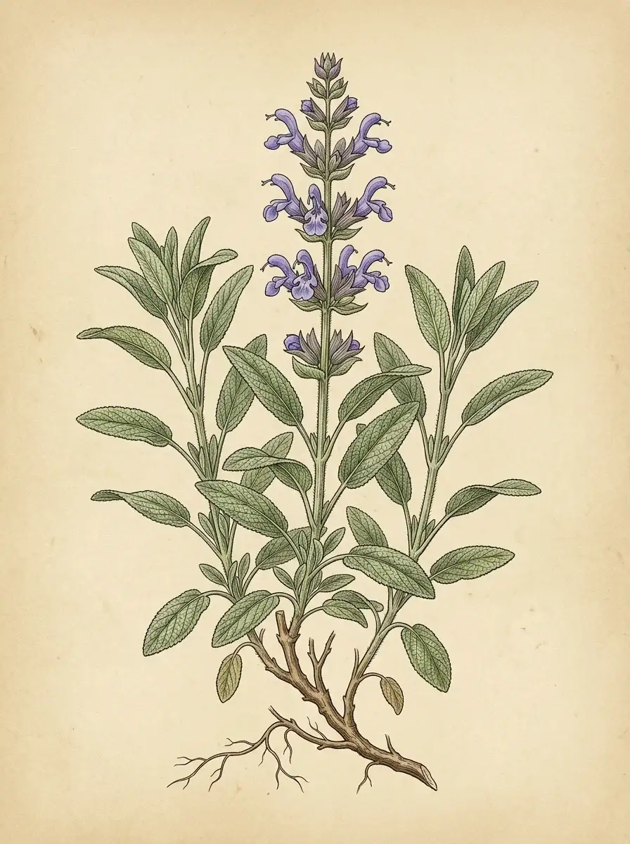 Salbei — botanische Illustration