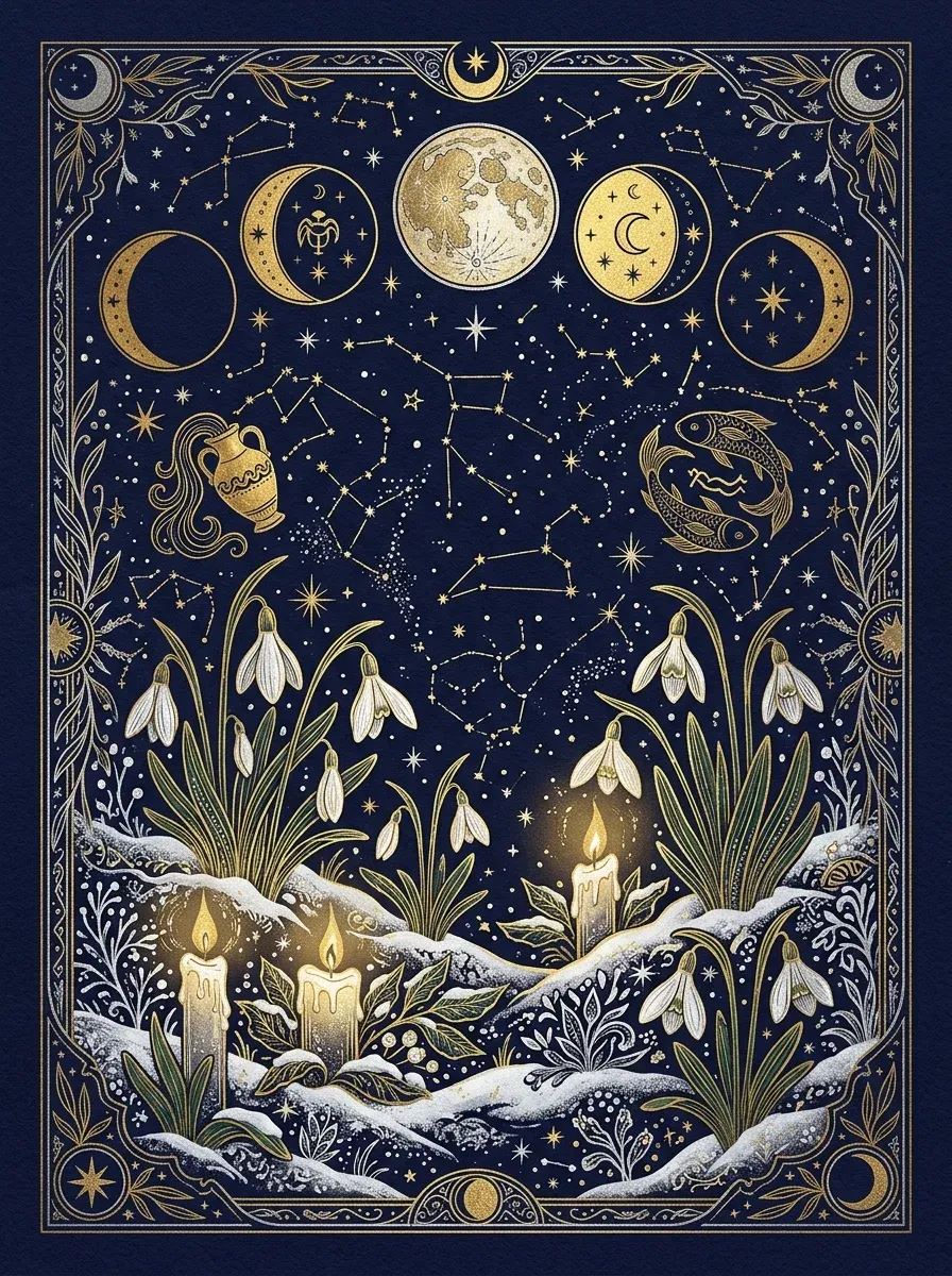Mondkalender Februar 2027 — Mondphasen-Illustration