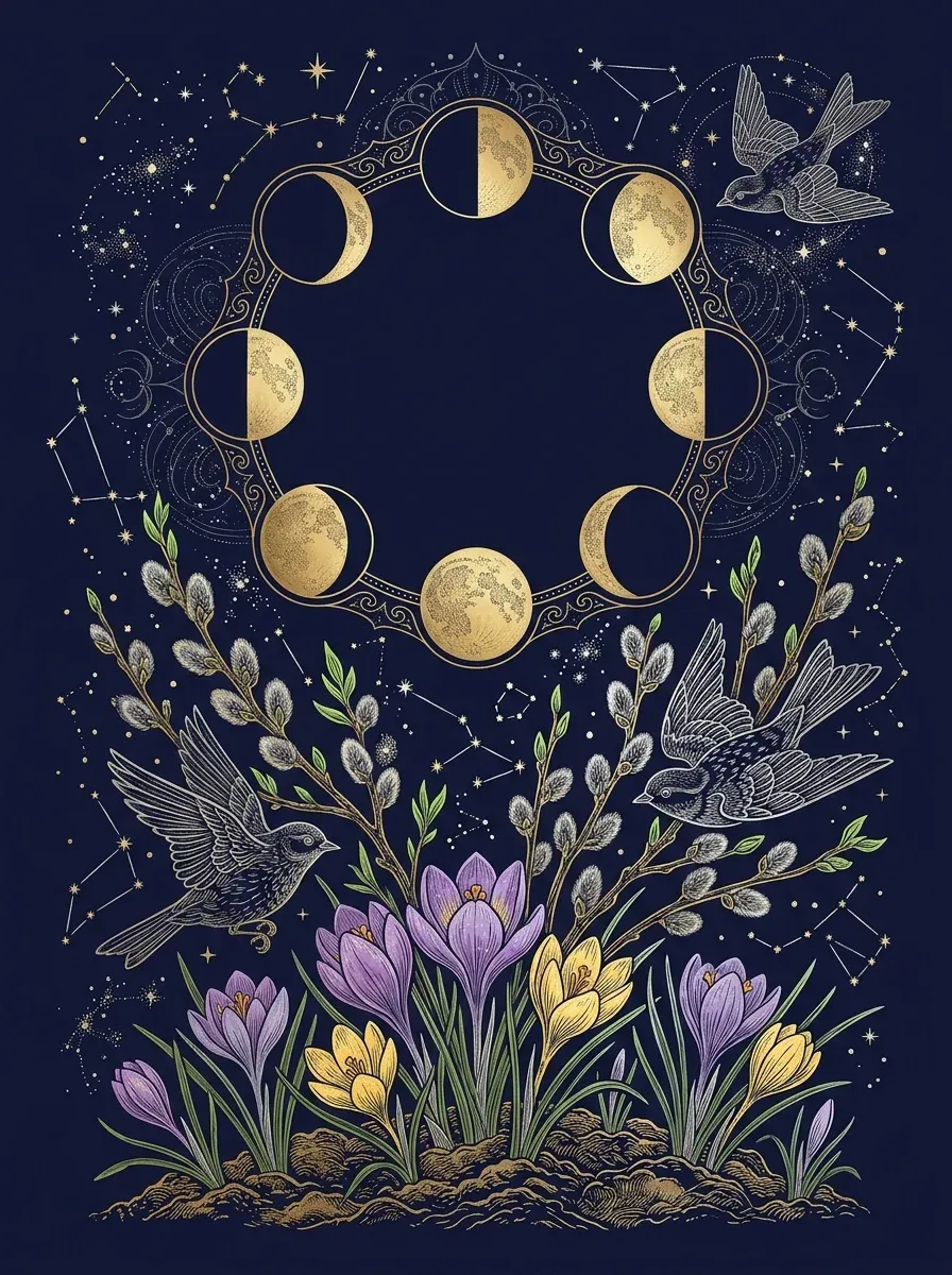 Mondkalender März 2027 — Mondphasen-Illustration
