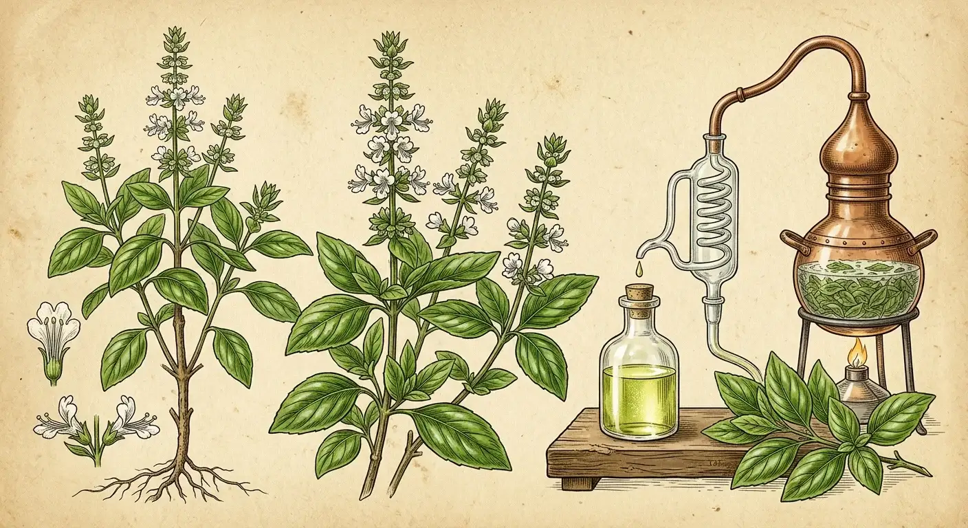 Basilikumöl (Ocimum basilicum) — Illustration