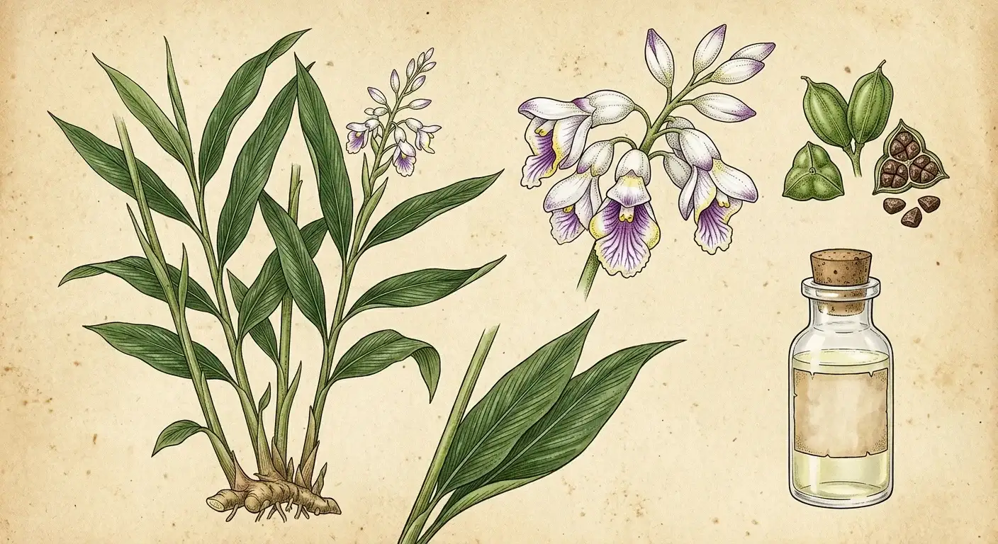 Kardamomöl (Elettaria cardamomum) — Illustration