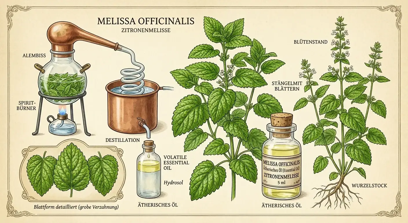Melissenöl (Melissa officinalis) — Illustration