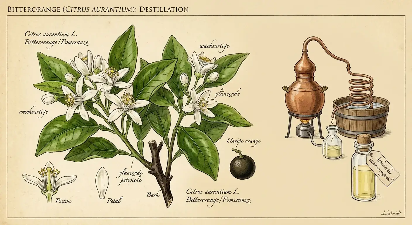 Neroliöl (Citrus aurantium var. amara) — Illustration