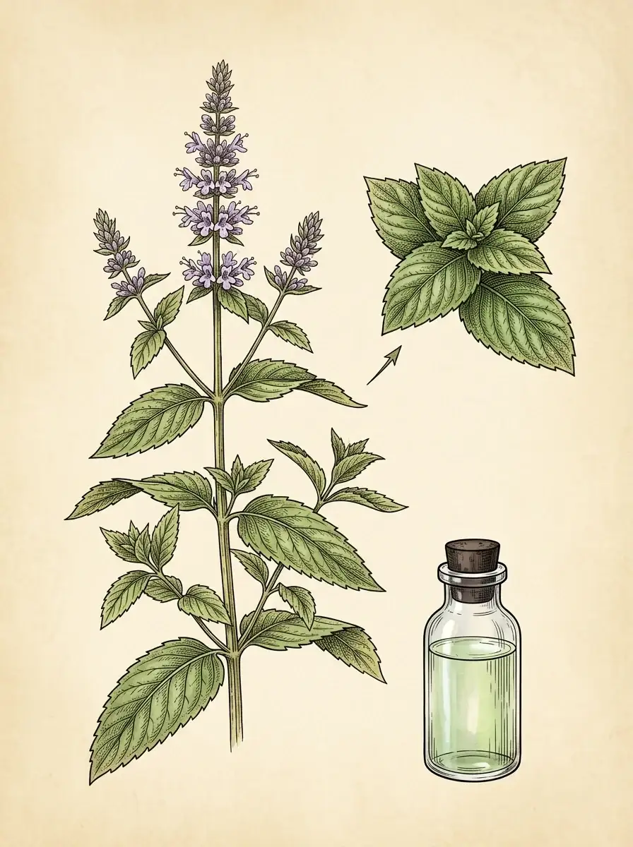 Pfefferminzöl (Mentha × piperita) — Illustration