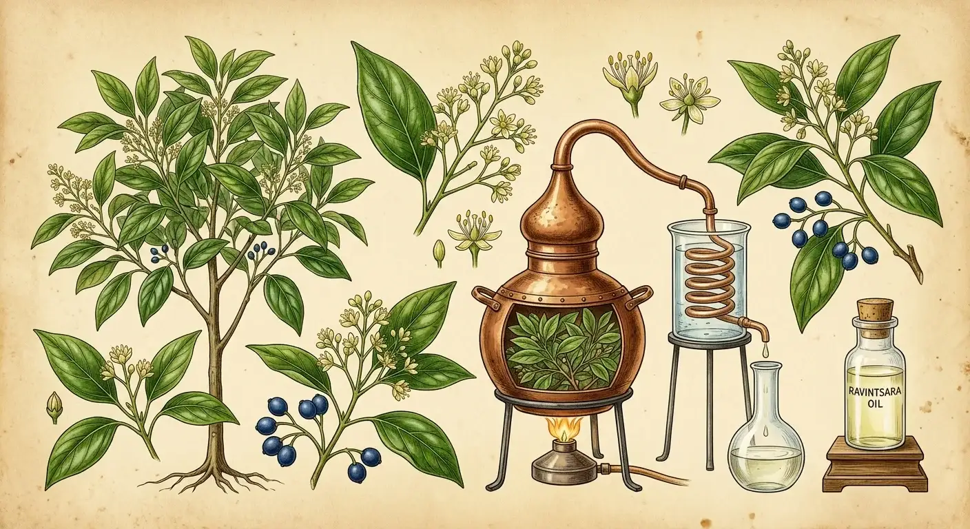Ravintsaraöl (Cinnamomum camphora ct. Cineol) — Illustration