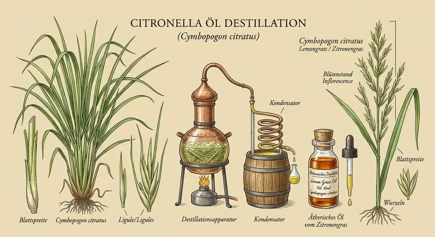 Zitronengrasöl (Cymbopogon citratus) — Illustration